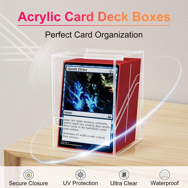 Proijeut Card Deck Box with Portable Case  6 Pack Clear Card Deck Box Holds 600+ Double Sleeved Cards  Commander Deck Box with 6 Dividers Fit for MTG  YuGiOh  TCG - Image 5